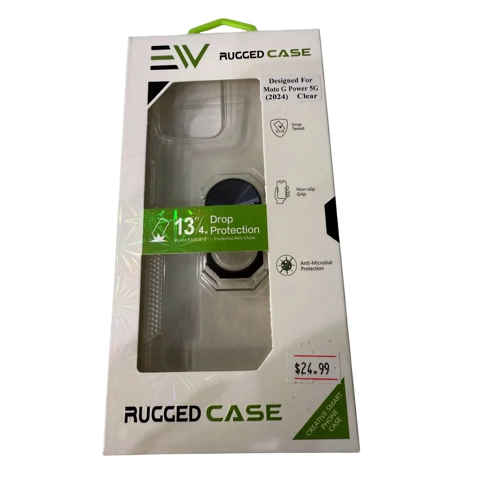EV Rugged Case Moto G Power 5G 2024 Clear Phone Cover 13ft Drop Protection Ring